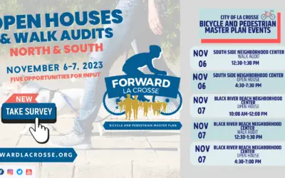 Forward La Crosse’s Bicycle and Pedestrian Master Plan Adds Guided Walk Audits to Open Houses November 6-7, 2023
