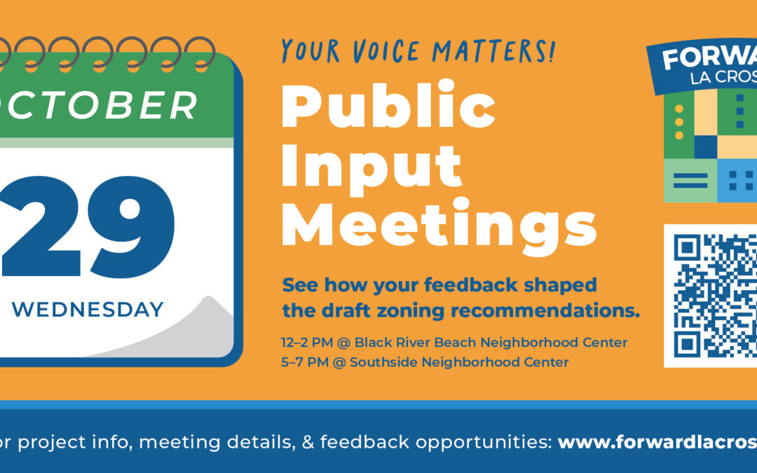 Community Input Meetings Set for October 29 – Review Draft Zoning Code Recommendations